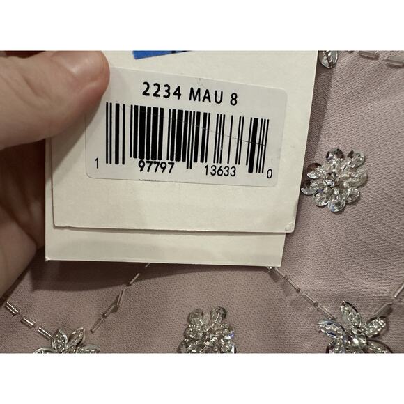 Mac Duggal 2234 Pink Hand Embellished High Neck Midi Dress Sz 8 NEW - Picture 7 of 7